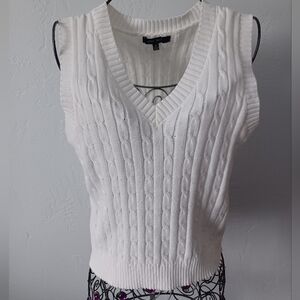 Love Tree White Cable Knit Sweater Vest